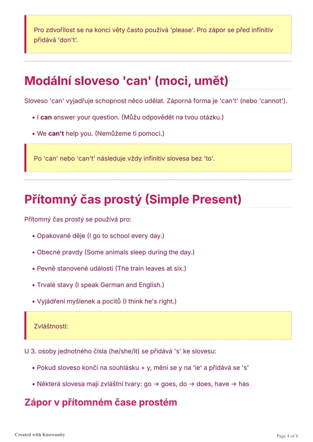 # Shrnutí základů anglické gramatiky pro 5. třídu
Přehled základních gramatických struktur a časů v angličtině pro žáky 5. třídy. Obsahuje