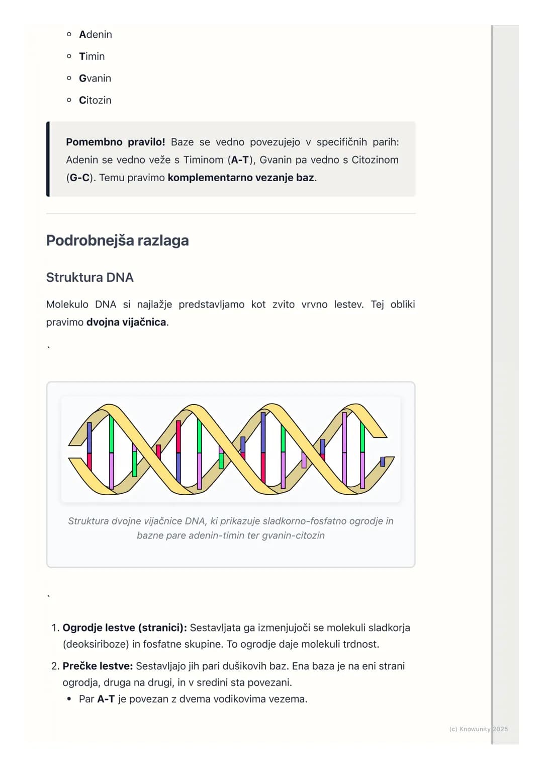 # DNA in geni
Kaj je DNA in zakaj je pomembna?
DNA je kratica za deoksiribonukleinsko kislino. To je molekula, ki se nahaja v
jedru skoraj