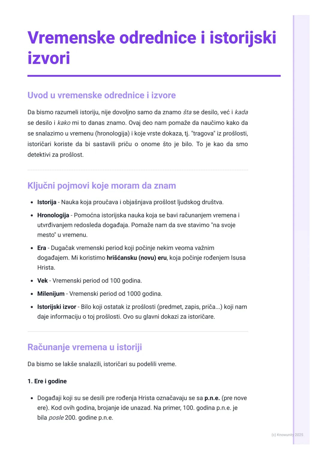 # Vremenske odrednice i istorijski
izvori
Uvod u vremenske odrednice i izvore
Da bismo razumeli istoriju, nije dovoljno samo da znamo šta