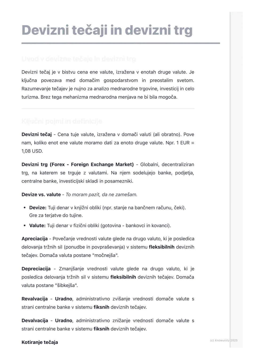 # Devizni tečaji in devizni trg
Uvod v devizne tečaje in devizni trg
Devizni tečaj je v bistvu cena ene valute, izražena v enotah druge va