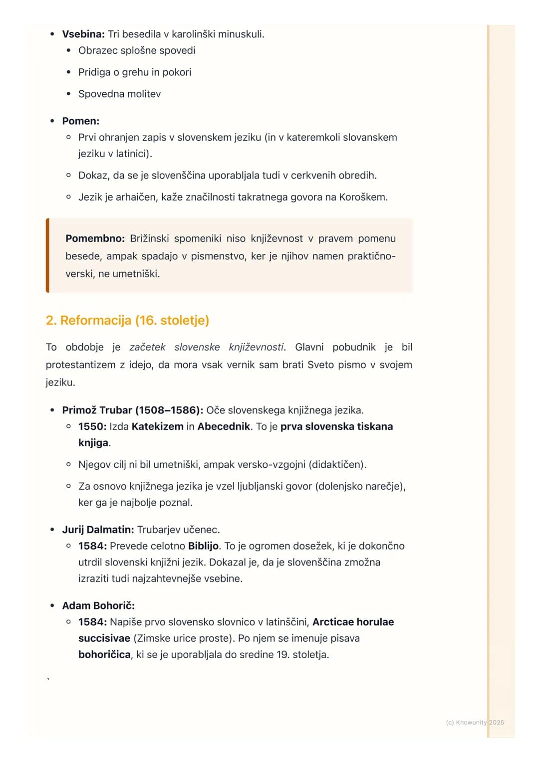 # Od začetkov do romantike
Pregled obdobja od začetkov do romantike
To je temeljno obdobje za razumevanje razvoja slovenskega jezika in
kn