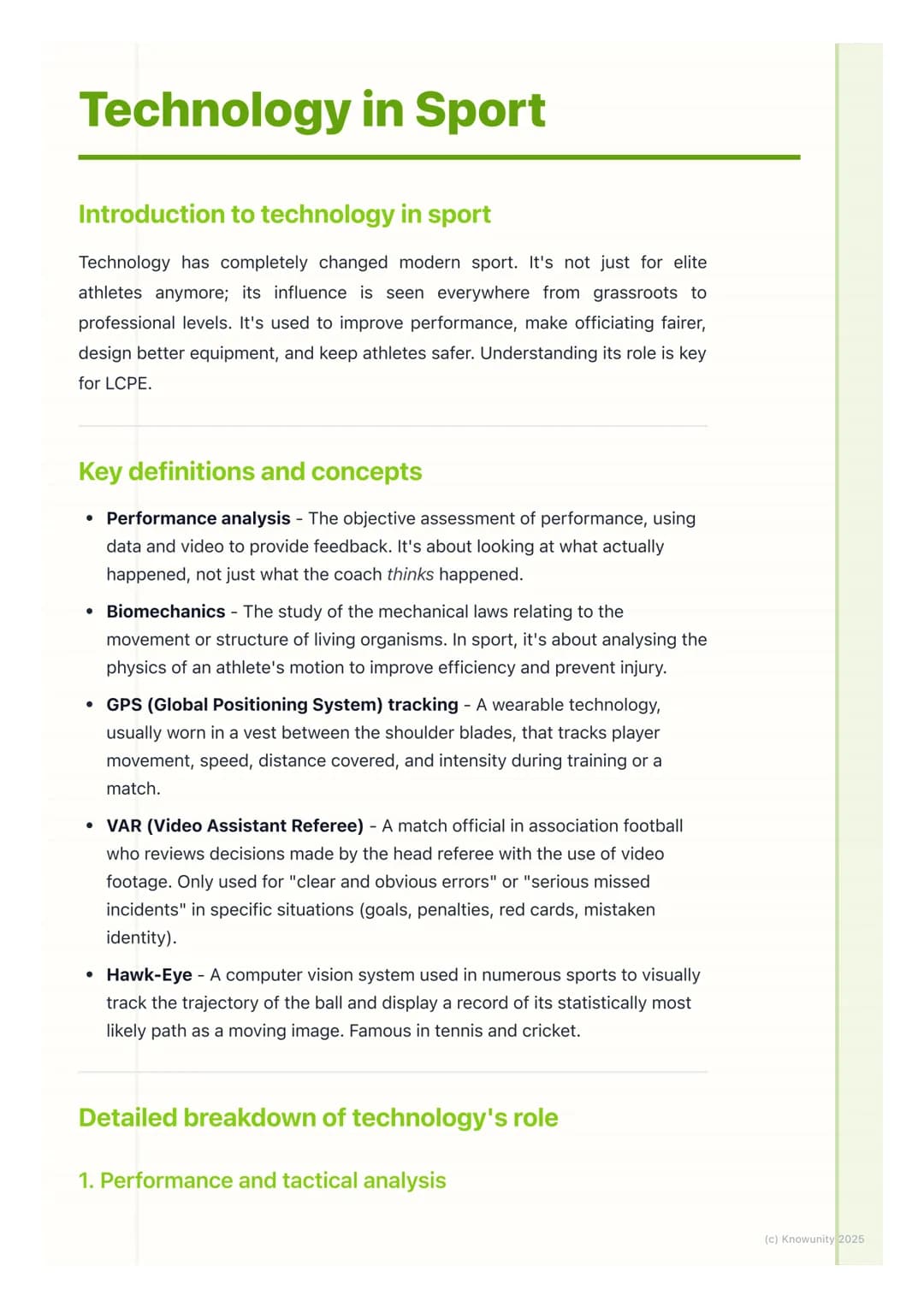 # Technology in Sport
Introduction to technology in sport
Technology has completely changed modern sport. It's not just for elite
athletes