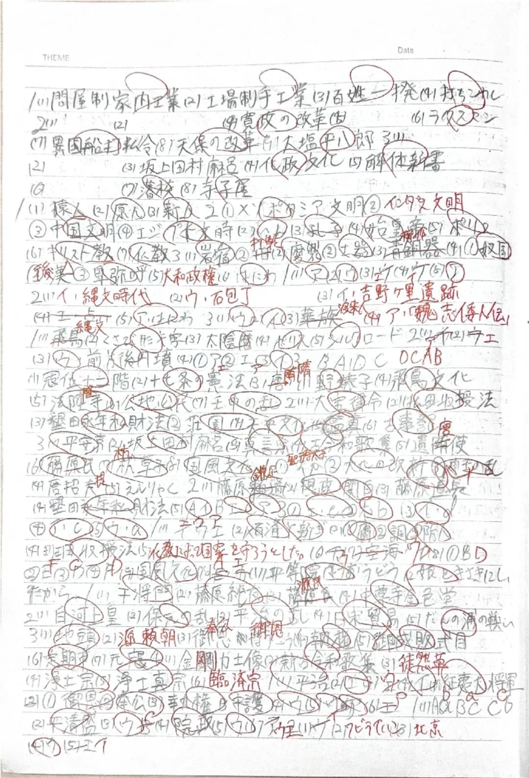 THEME
Date
101第一次世界大戰(二十一条の要求的二ニン
(4)国際連盟(5)カンテ)-(6)三一独立2(4)米暴力
(2)原敬(31)全国水中社外地安維持法國(1)ニューディール政策
フェンズ47満し事麦(21二、波事件(3)国家総動員法
(4)太平洋戦争(5)ポ(ダ