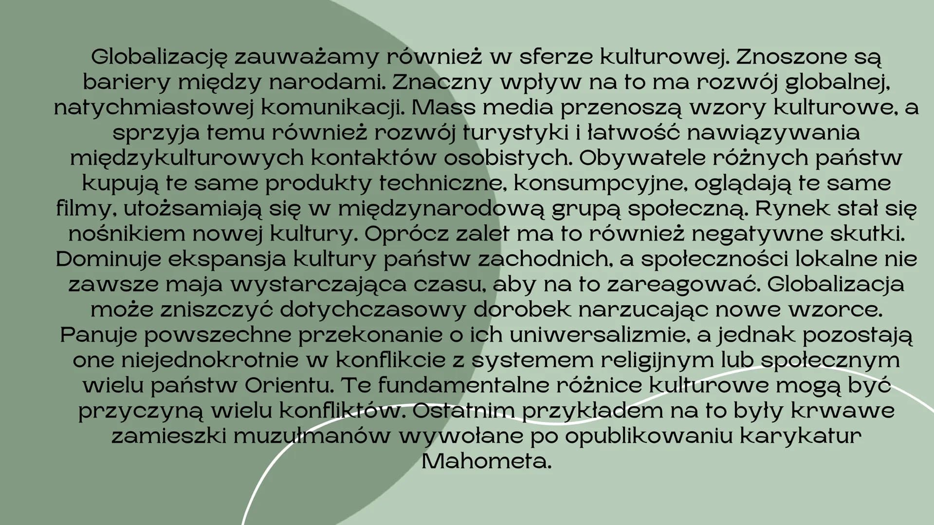 # Globalizacja
nieszczęście czy nadzieja dla świata
Barcikowska Urszula Globalizacja jest bardzo szerokim i złożonym procesem,
mającym wpł