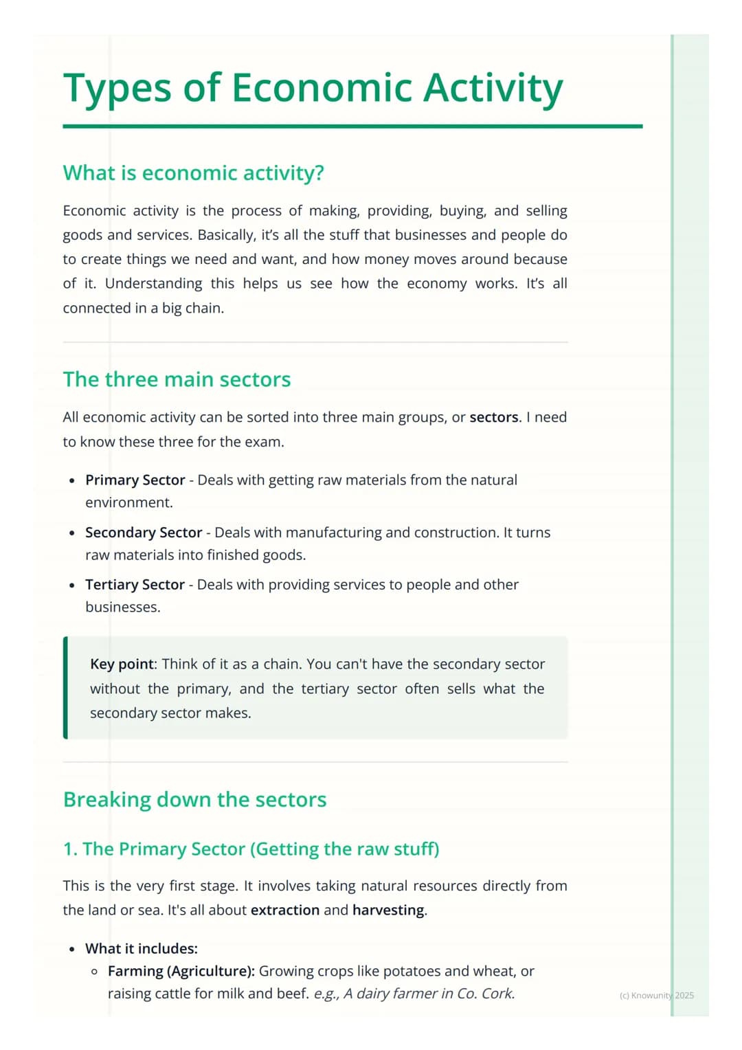 # Types of Economic Activity
What is economic activity?
Economic activity is the process of making, providing, buying, and selling
goods a