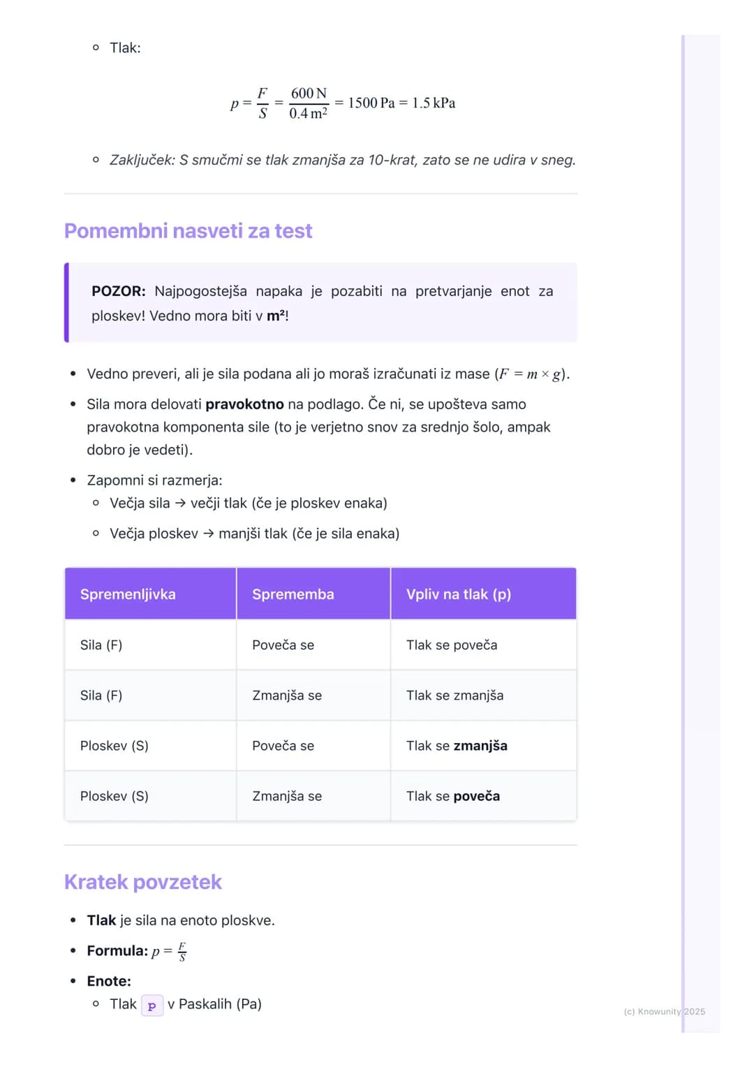 # Tlak
Kaj je tlak?
Tlak je fizikalna količina, ki nam pove, kako je neka sila porazdeljena na
določeno ploskev. V bistvu gre za to, kako