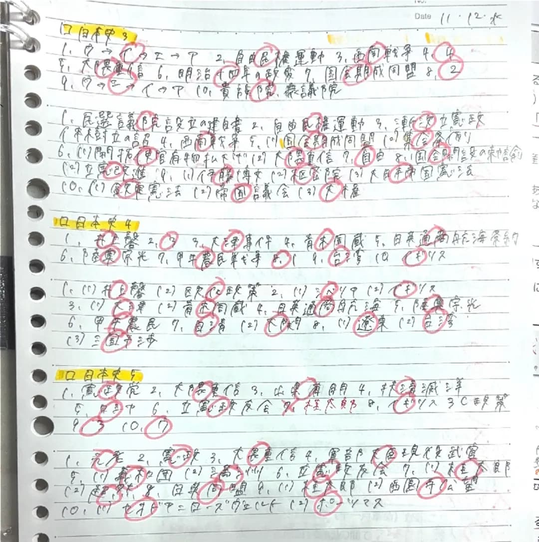Date 11.12.
4.4
1.ウイウエア 2、自由民権運動3、西南戦争中4
を、大限重信6、明治十四年の政変?、国信期成同盟8,2
9、タクシクイクア10,貴族院、泰議院
1、民選議院設立の建白書2、自由民権運動只、立憲政
イ本木樹立の言語4、西南戦争を、19国後期成同盟