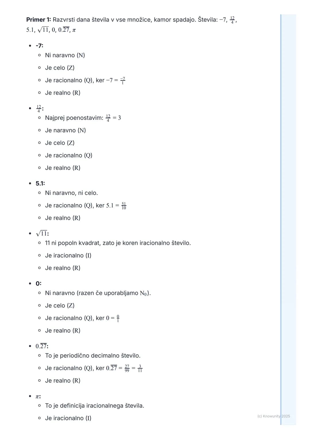 # Množice števil
## Uvod v množice števil
To so osnove za vse, kar bomo delali naprej v matematiki. Gre za to, da
znamo števila pravilno r