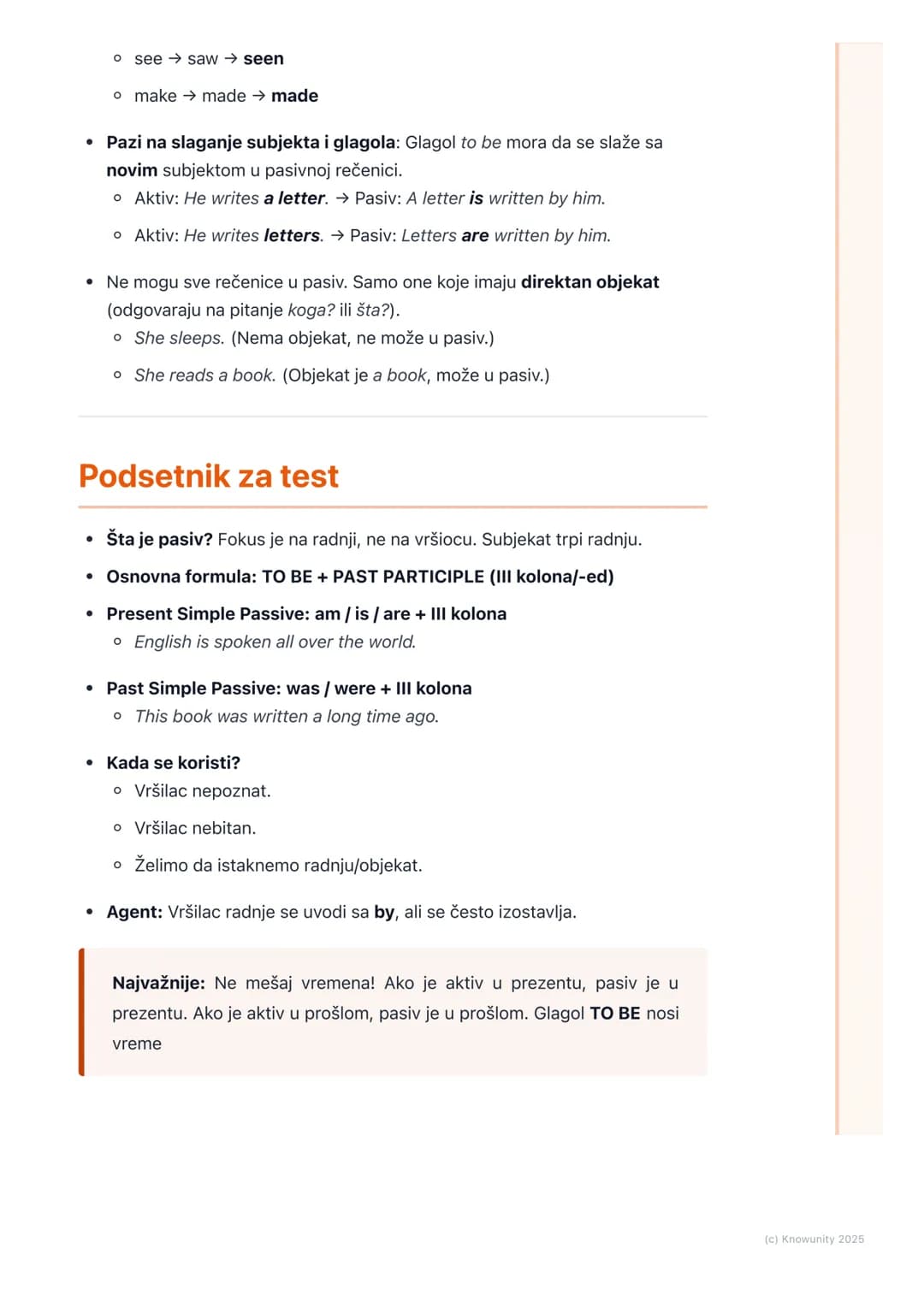 # Pasiv (Passive Voice)
Šta je pasiv?
Pasiv (Passive Voice) je gramatičko stanje gde subjekat u rečenici ne vrši
radnju, već radnja deluje