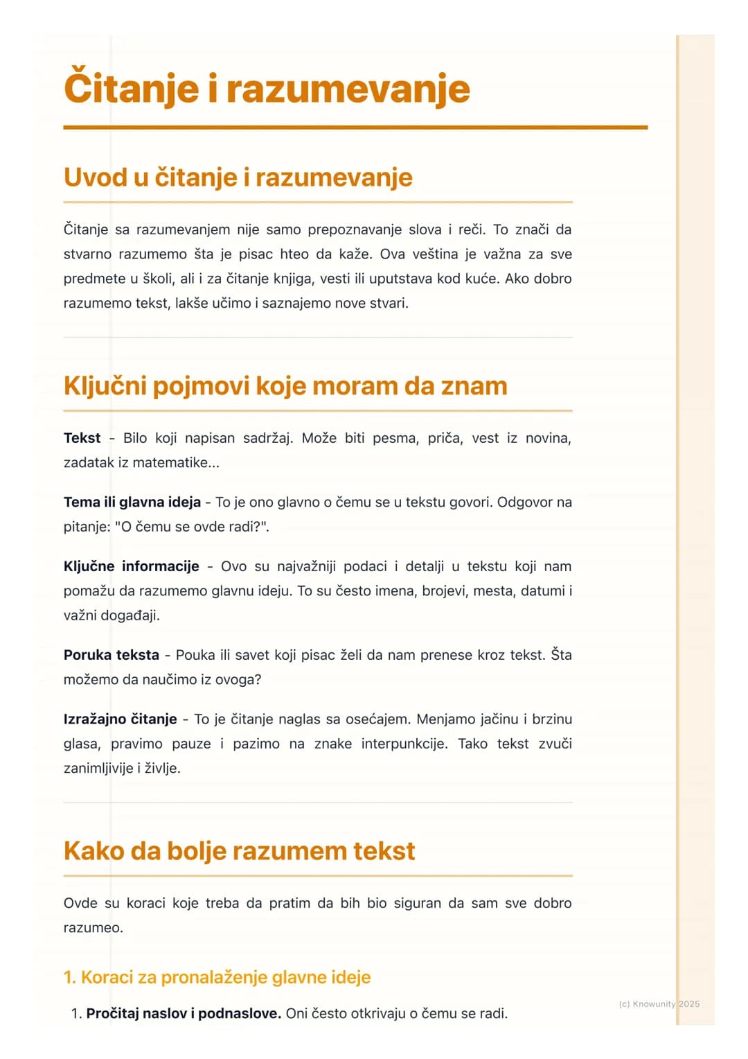 # Čitanje i razumevanje
## Uvod u čitanje i razumevanje
Čitanje sa razumevanjem nije samo prepoznavanje slova i reči. To znači da
stvarno