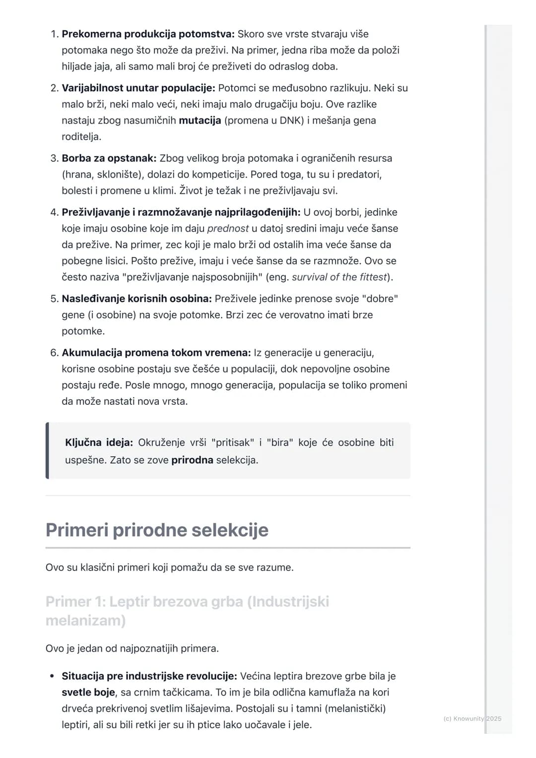 # Prirodna selekcija
Uvod u prirodnu selekciju
Prirodna selekcija je najvažniji mehanizam evolucije. To je proces kojim živa
bića koja su