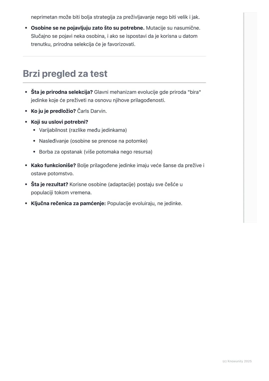 # Prirodna selekcija
Uvod u prirodnu selekciju
Prirodna selekcija je najvažniji mehanizam evolucije. To je proces kojim živa
bića koja su