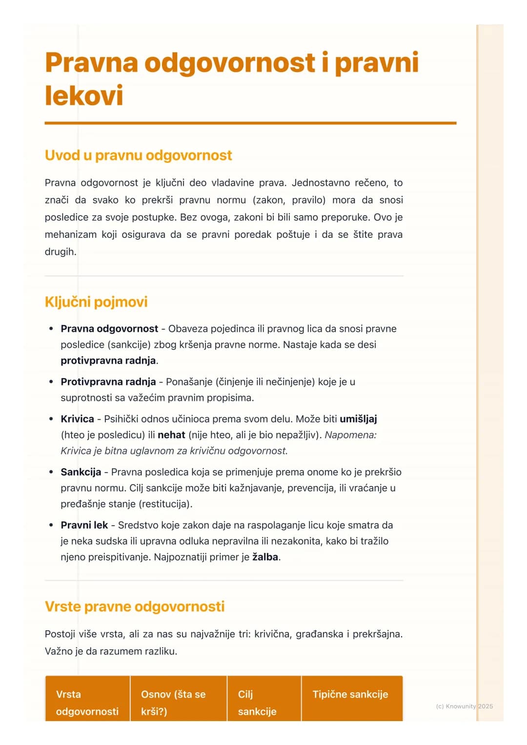 # Pravna odgovornost i pravni
lekovi
Uvod u pravnu odgovornost
Pravna odgovornost je ključni deo vladavine prava. Jednostavno rečeno, to
z
