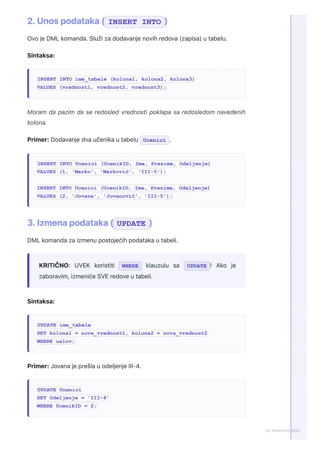 # SQL osnove
Uvod u SQL
SQL je skraćenica za Structured Query Language (Strukturirani jezik za
upite). To je standardni jezik koji se kori
