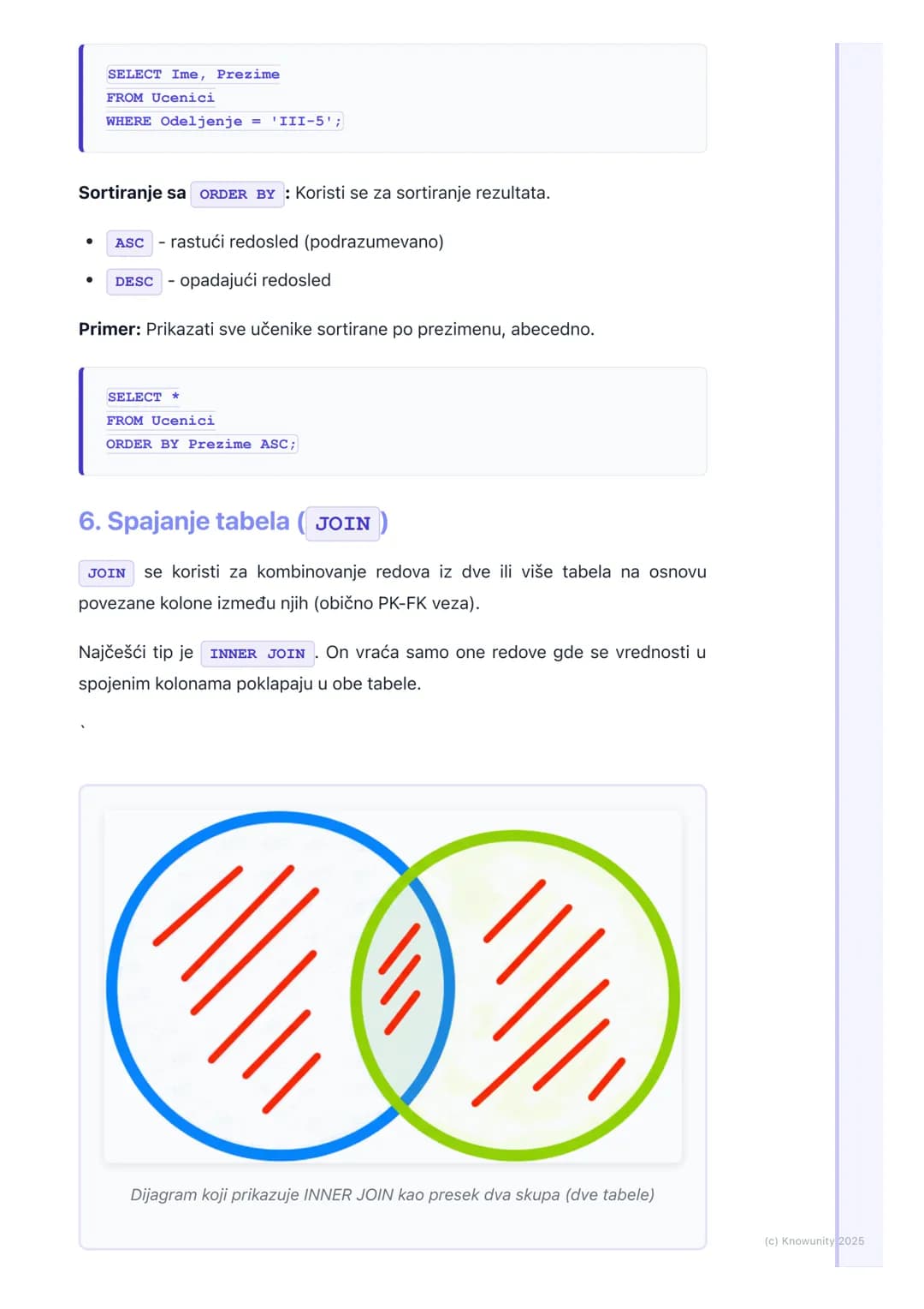 # SQL osnove
Uvod u SQL
SQL je skraćenica za Structured Query Language (Strukturirani jezik za
upite). To je standardni jezik koji se kori