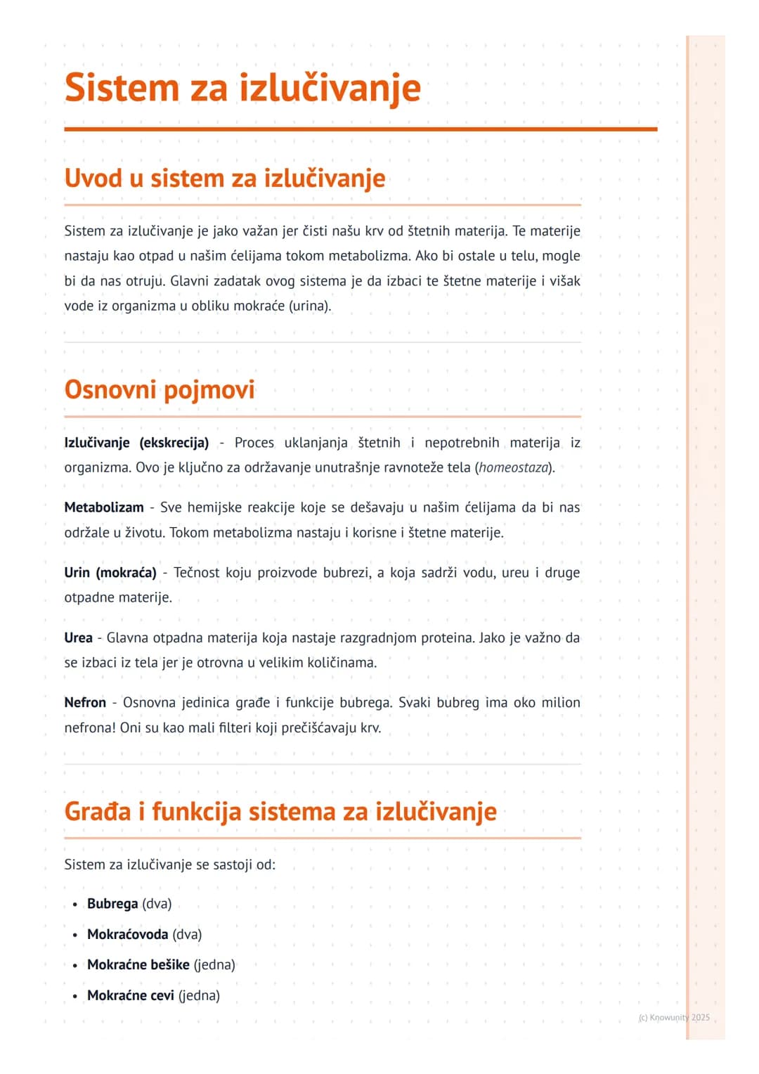 # Sistem za izlučivanje
## Uvod u sistem za izlučivanje
Sistem za izlučivanje je jako važan jer čisti našu krv od štetnih materija. Te mat