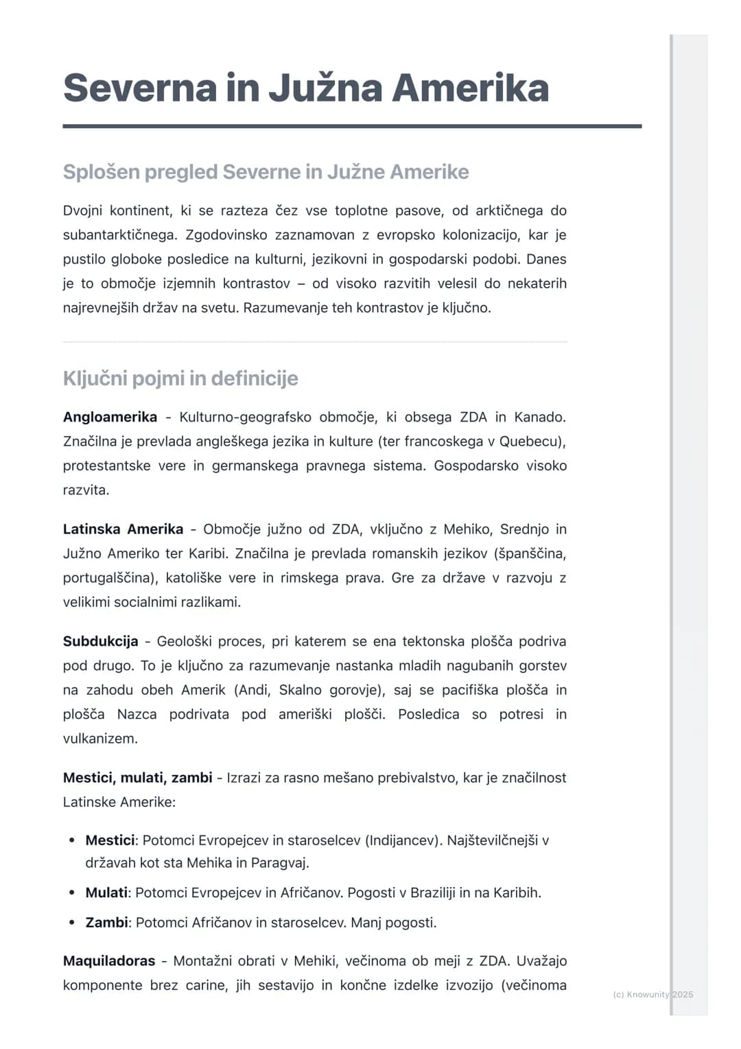 # Severna in Južna Amerika
Splošen pregled Severne in Južne Amerike
Dvojni kontinent, ki se razteza čez vse toplotne pasove, od arktičnega