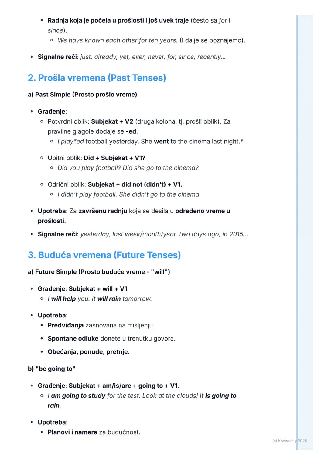 # Vremena (Tenses)
Pregled vremena
Vremena u engleskom jeziku nam pokazuju kada se neka radnja dešava.
Važno je da ih dobro razumem da bih