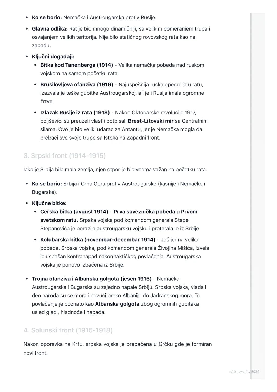 # Glavni frontovi i ključne bitke
Uvod u frontove i bitke
Prvi svetski rat se vodio na više ratišta istovremeno. Ta ratišta se nazivaju
fr