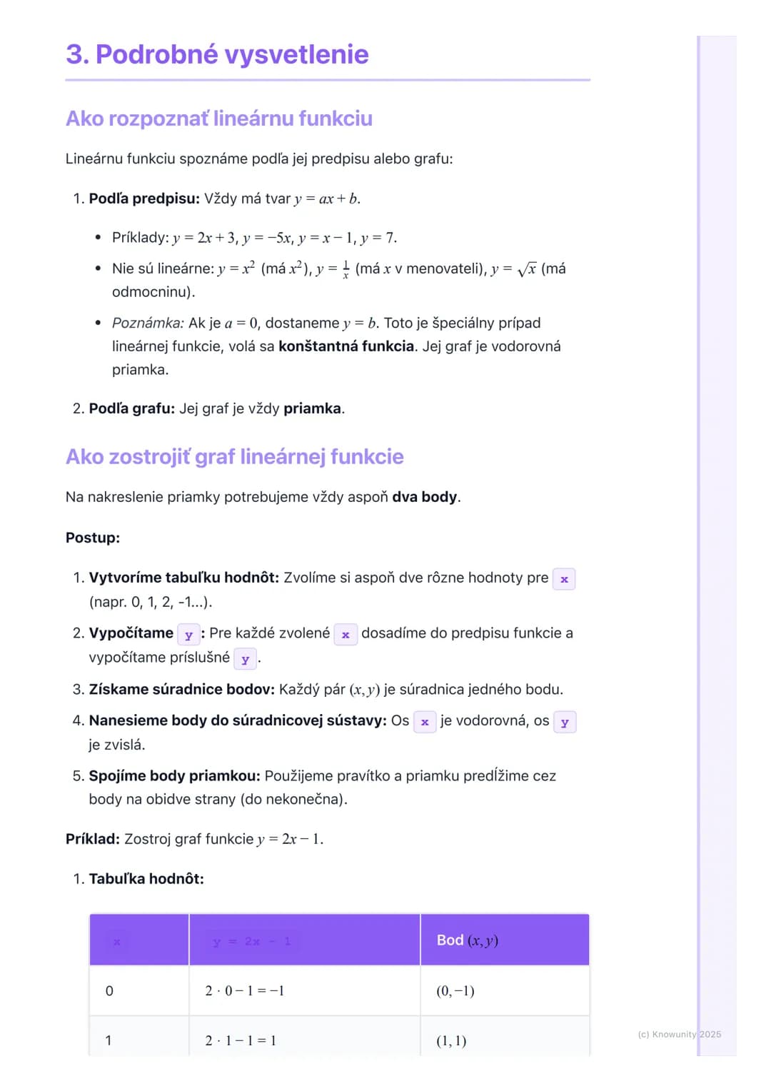 # Lineárna funkcia
1. Prehľad lineárnych funkcií
Lineárna funkcia je veľmi dôležitá téma v matematike, lebo nám pomáha
pochopiť, ako sa me
