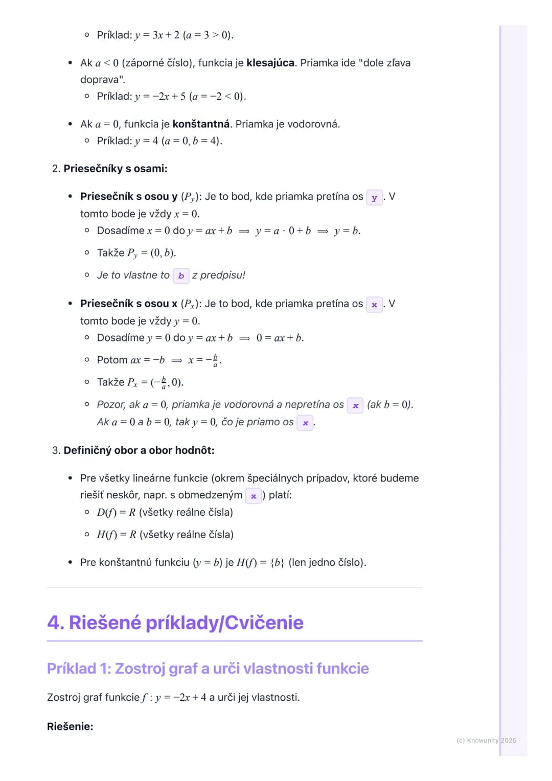 # Lineárna funkcia
1. Prehľad lineárnych funkcií
Lineárna funkcia je veľmi dôležitá téma v matematike, lebo nám pomáha
pochopiť, ako sa me