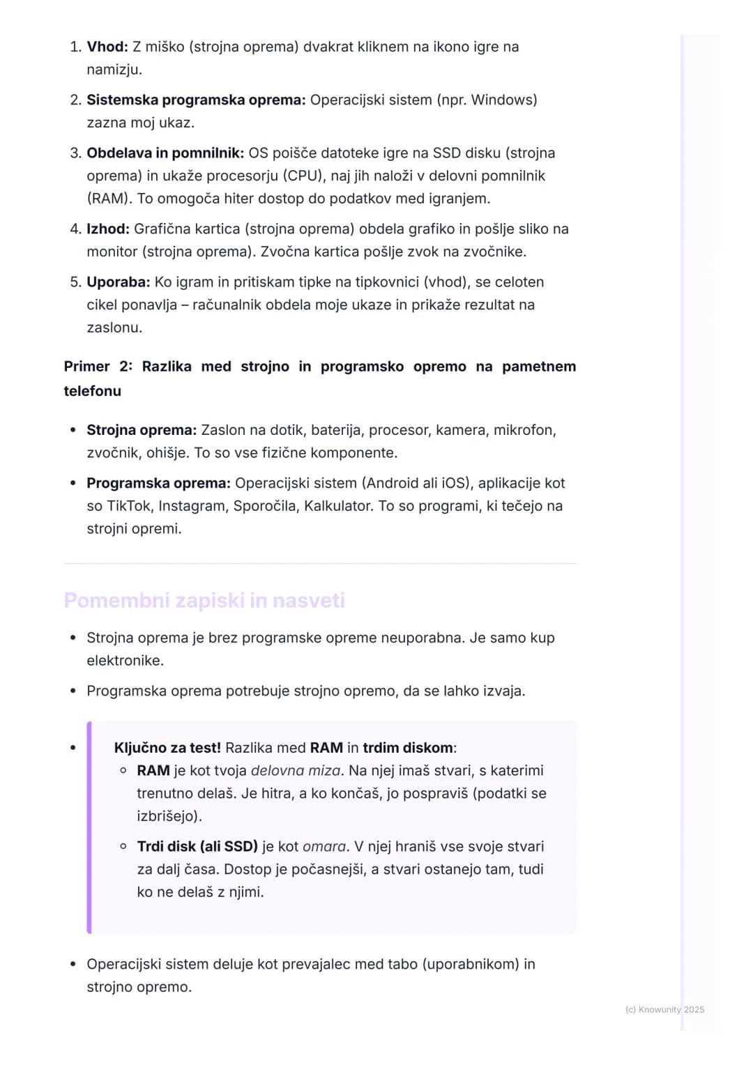 # Računalniška strojna in
programska oprema
Uvod v strojno in programsko opremo
Računalnik je sestavljen iz dveh glavnih delov: strojne op