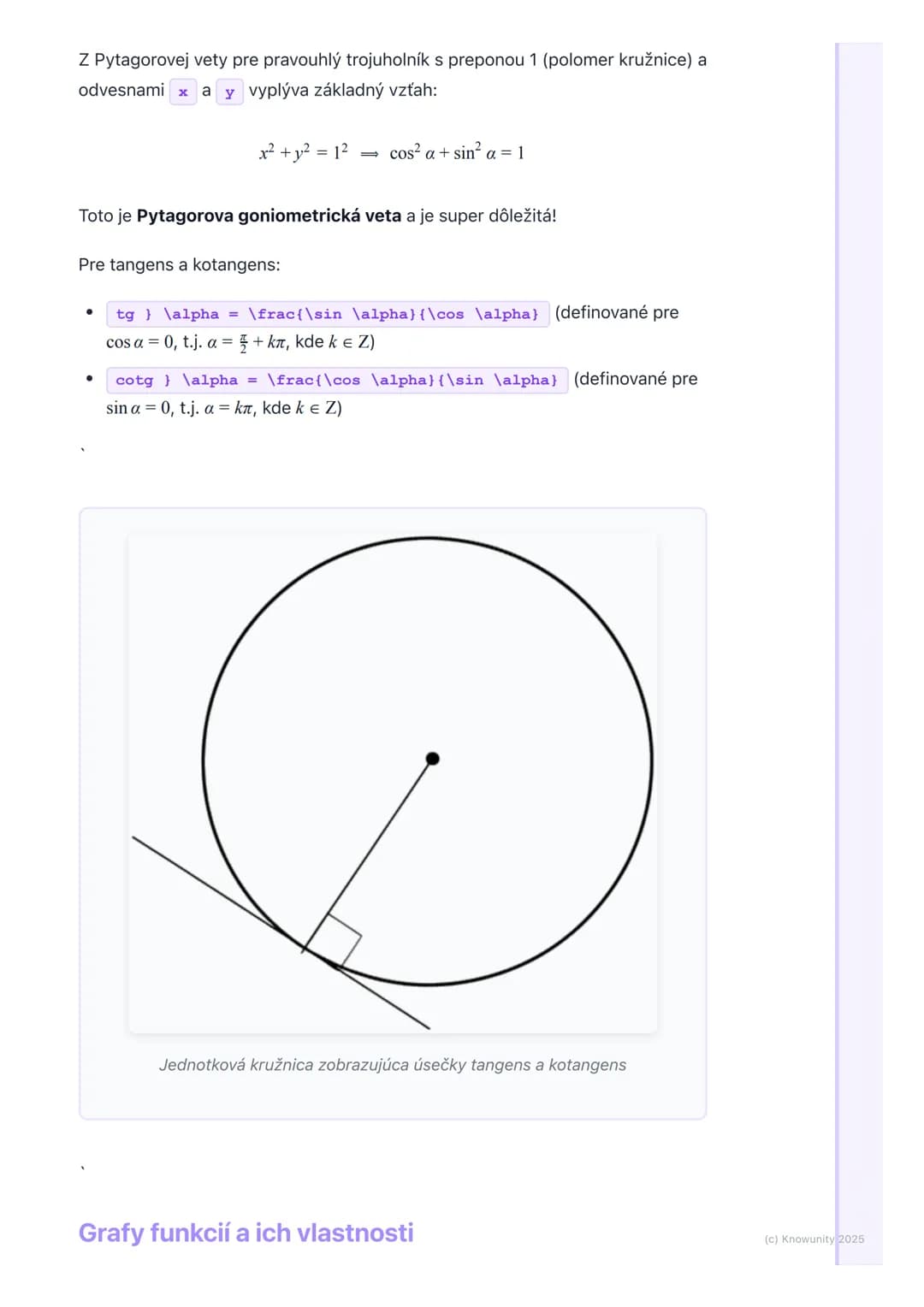 # Goniometrické funkcie
1. Prehľad a úvod
Goniometrické funkcie sú super dôležitá časť matematiky, ktorá sa zaoberá
vzťahmi medzi uhlami a