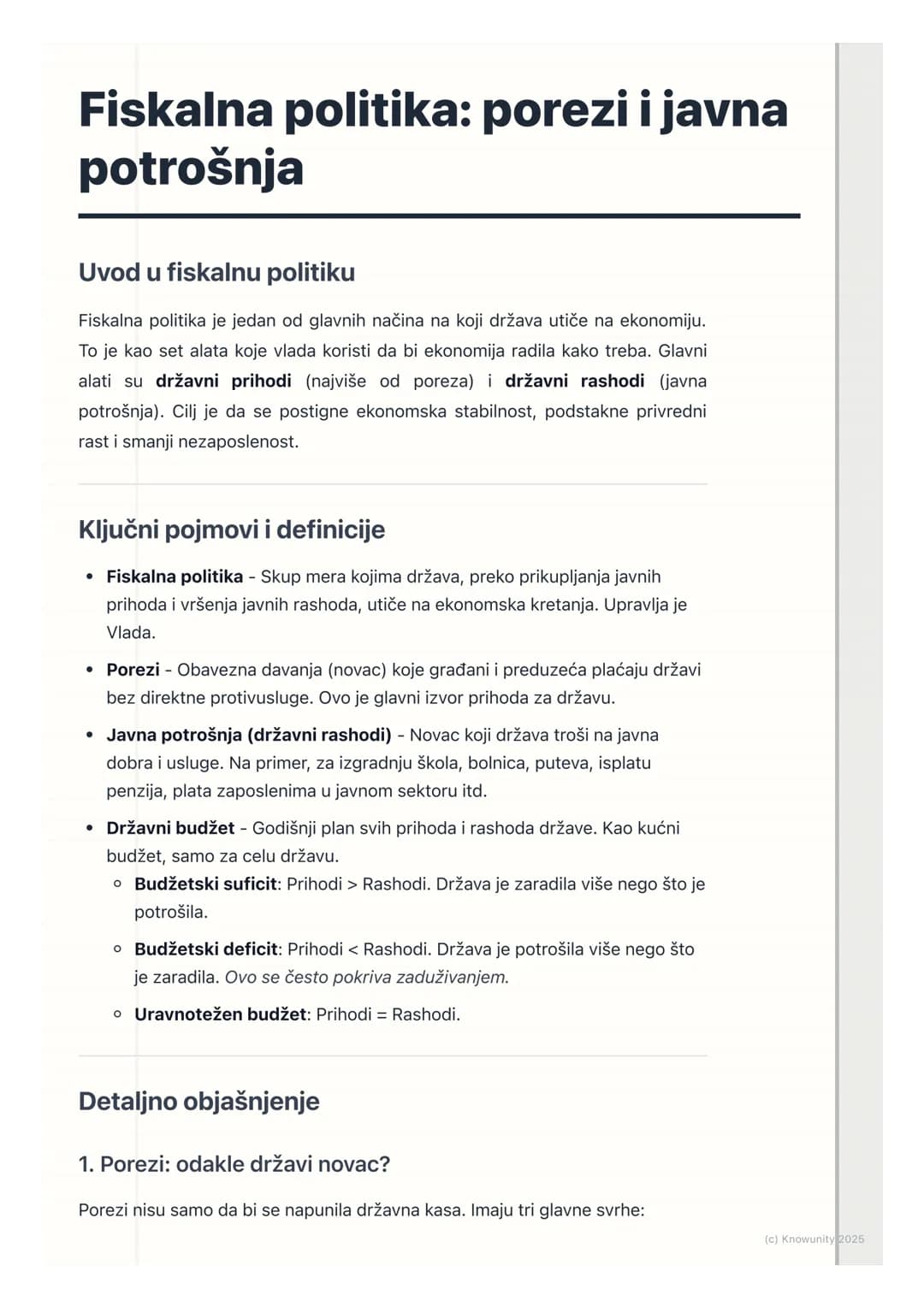 # Fiskalna politika: porezi i javna
potrošnja
Uvod u fiskalnu politiku
Fiskalna politika je jedan od glavnih načina na koji država utiče n