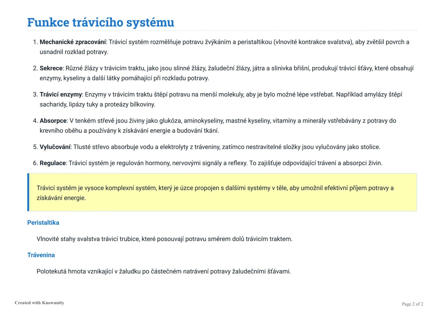 Trávicí systém
Struktura a funkce trávicího systému v lidském těle.
Trávicí systém je komplexní síť orgánů a tkání, která má za úkol zpracov