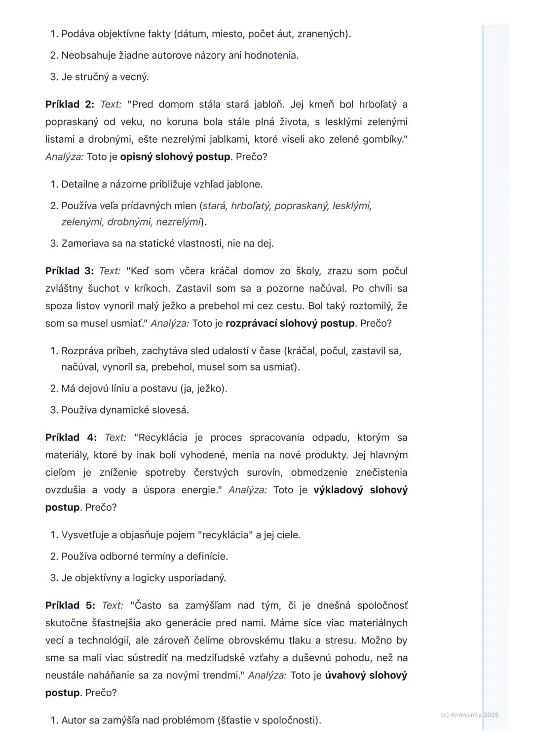 # Slohové postupy a ich využitie
## Prehľad a úvod
Slohové postupy sú základné spôsoby, akými usporadúvame a spracúvame
informácie v texte