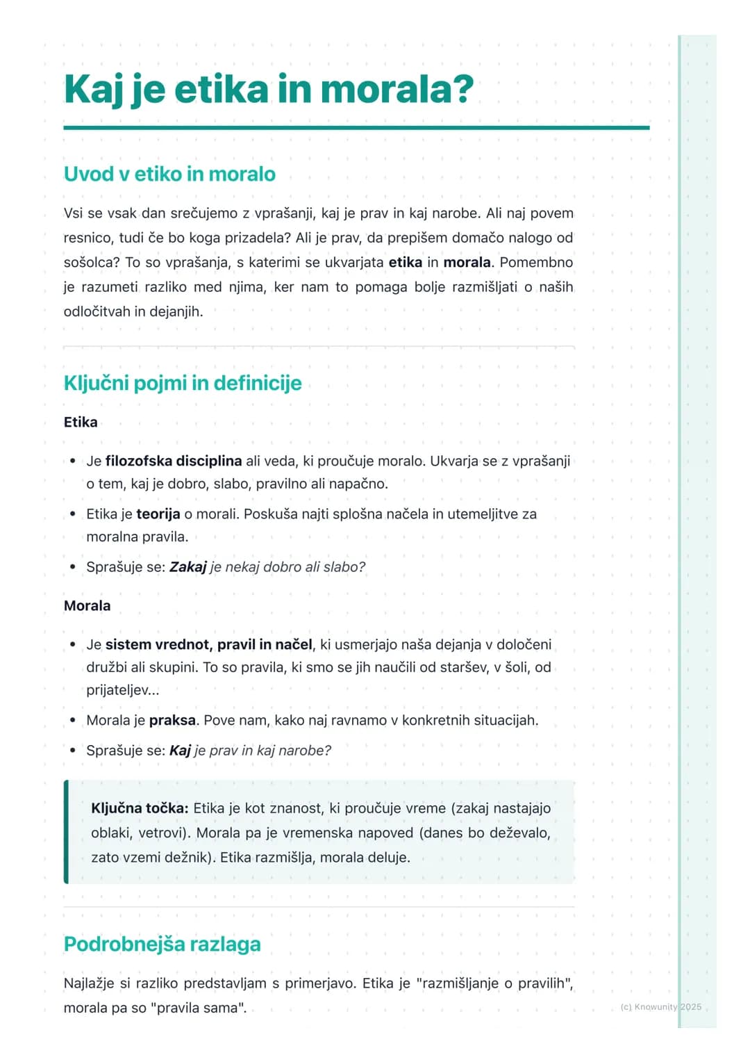 # Kaj je etika in morala?
Uvod v etiko in moralo
Vsi se vsak dan srečujemo z vprašanji, kaj je prav in kaj narobe. Ali naj povem
resnico,