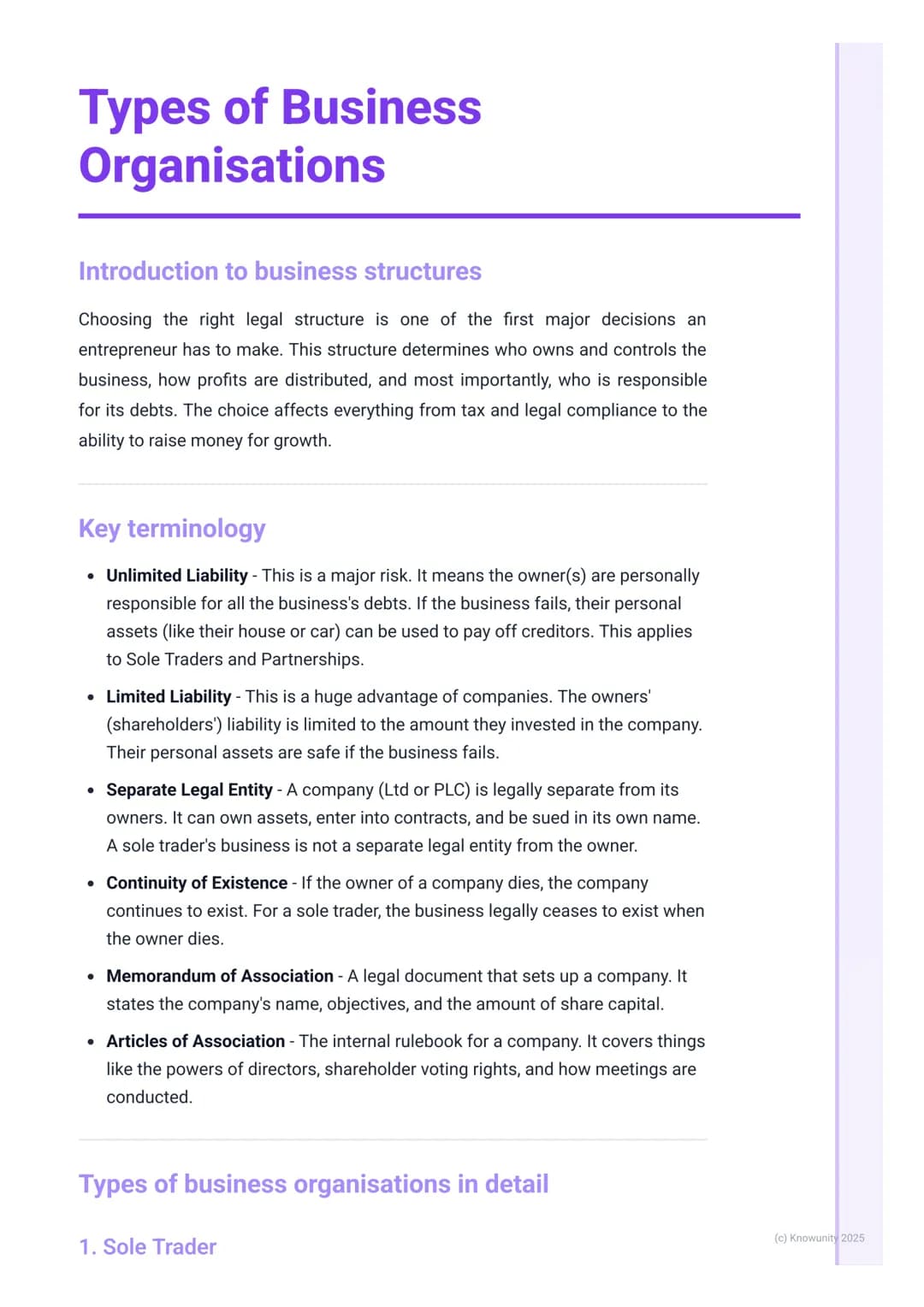 # Types of Business
Organisations
Introduction to business structures
Choosing the right legal structure is one of the first major decisio