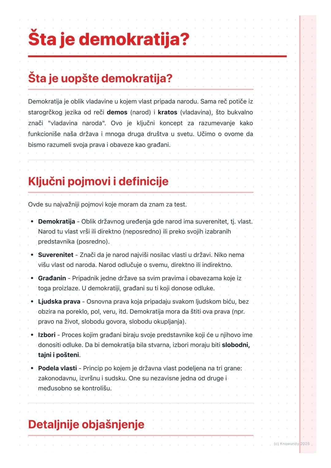 # Šta je demokratija?
Šta je uopšte demokratija?
Demokratija je oblik vladavine u kojem vlast pripada narodu. Sama reč potiče iz
starogrčk