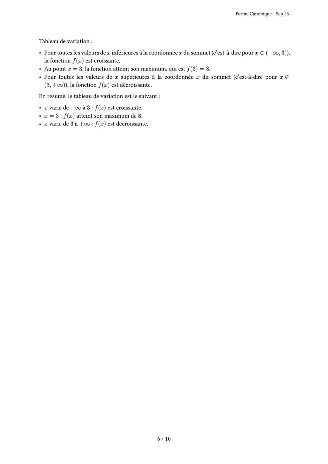 # Forme Canonique
Généré par Knowunity.fr - Sep 23
Description: Cet examen couvre la forme canonique, la complétion du carré et les propri