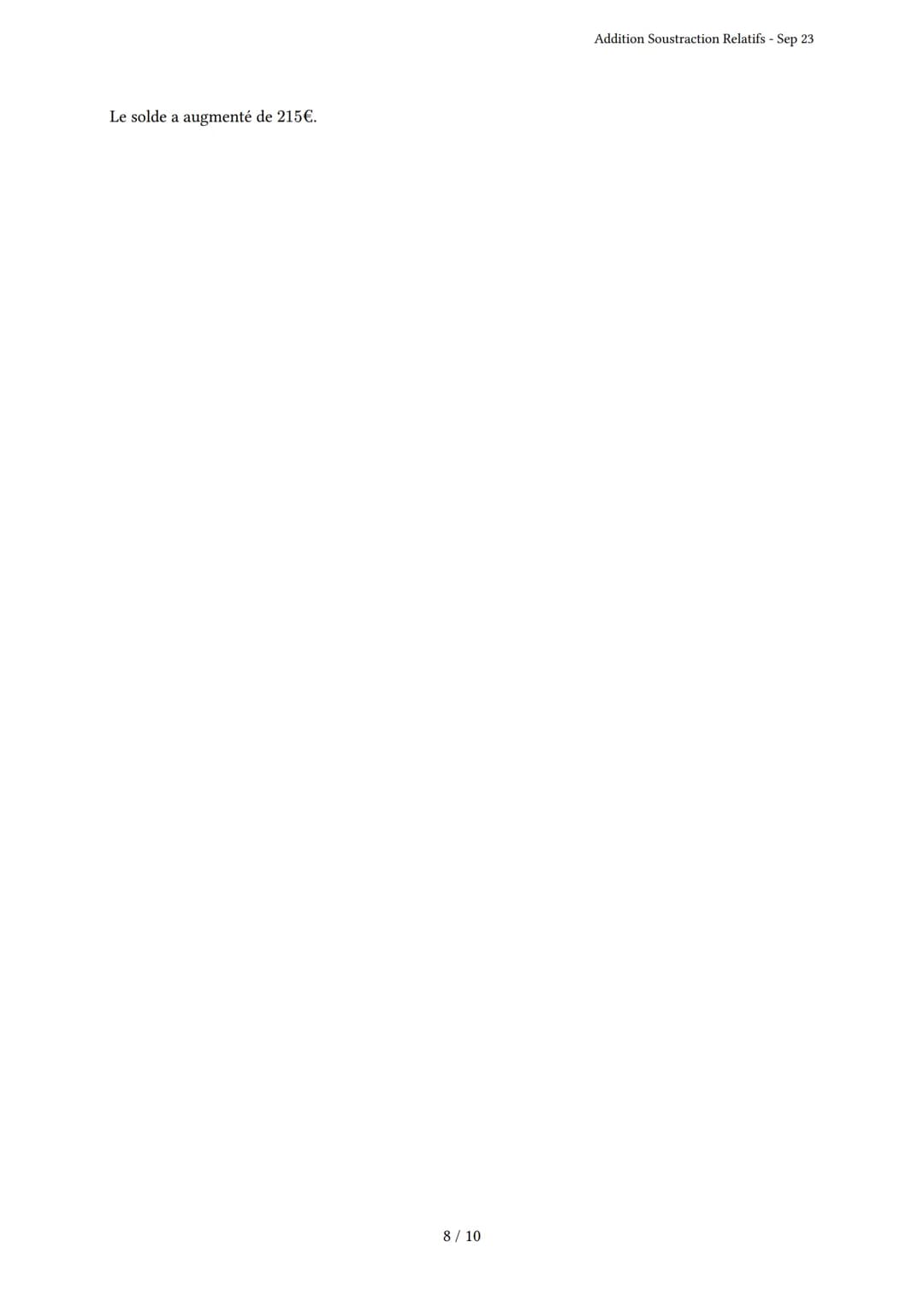 # Addition Soustraction Relatifs
Généré par Knowunity.fr - Sep 23
Description: Cet examen couvre l'addition et la soustraction des nombres