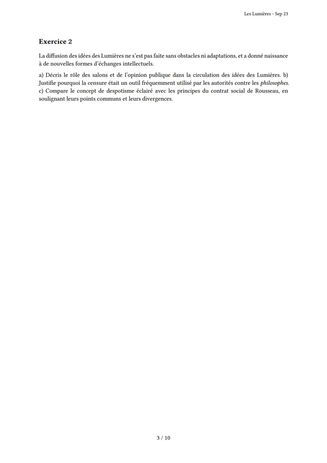 Les Lumières
Généré par Knowunity.fr - Sep 23
Description: Cet examen couvre le sujet des Lumières et leurs concepts clés en Histoire 4ème