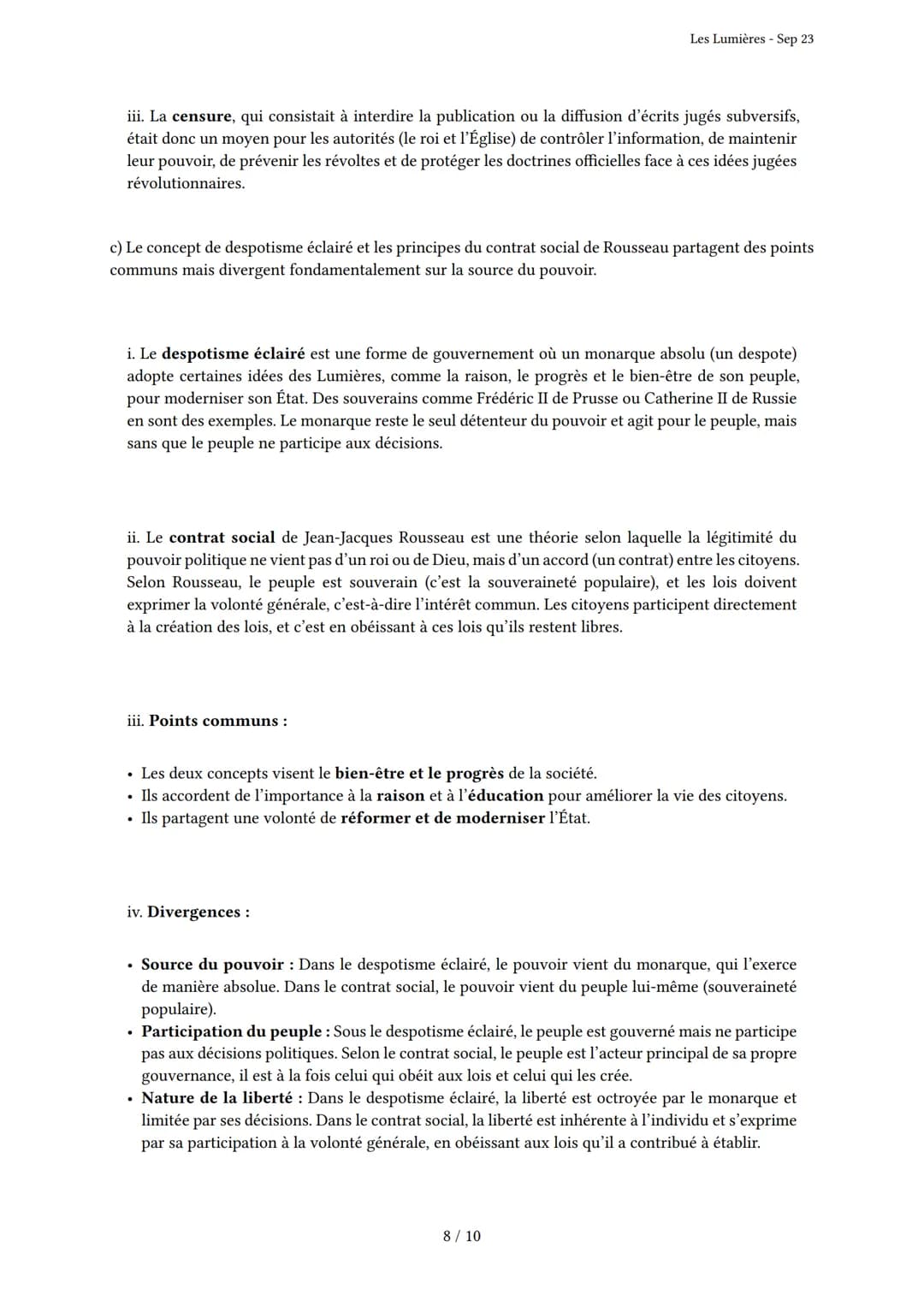 Les Lumières
Généré par Knowunity.fr - Sep 23
Description: Cet examen couvre le sujet des Lumières et leurs concepts clés en Histoire 4ème